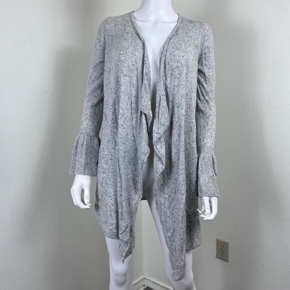 Moth Lyra Women Size S Wool Cashmere Speckled Gray Bell Sleeve Cardigan Sweater - Picture 6 of 16